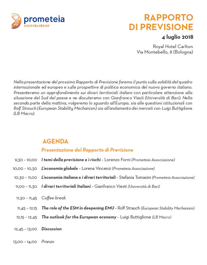 Agenda for Prometeia Conference