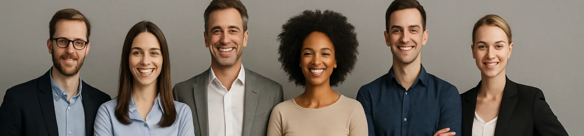 Vacancies banner image - 6 people with suits in a working environment