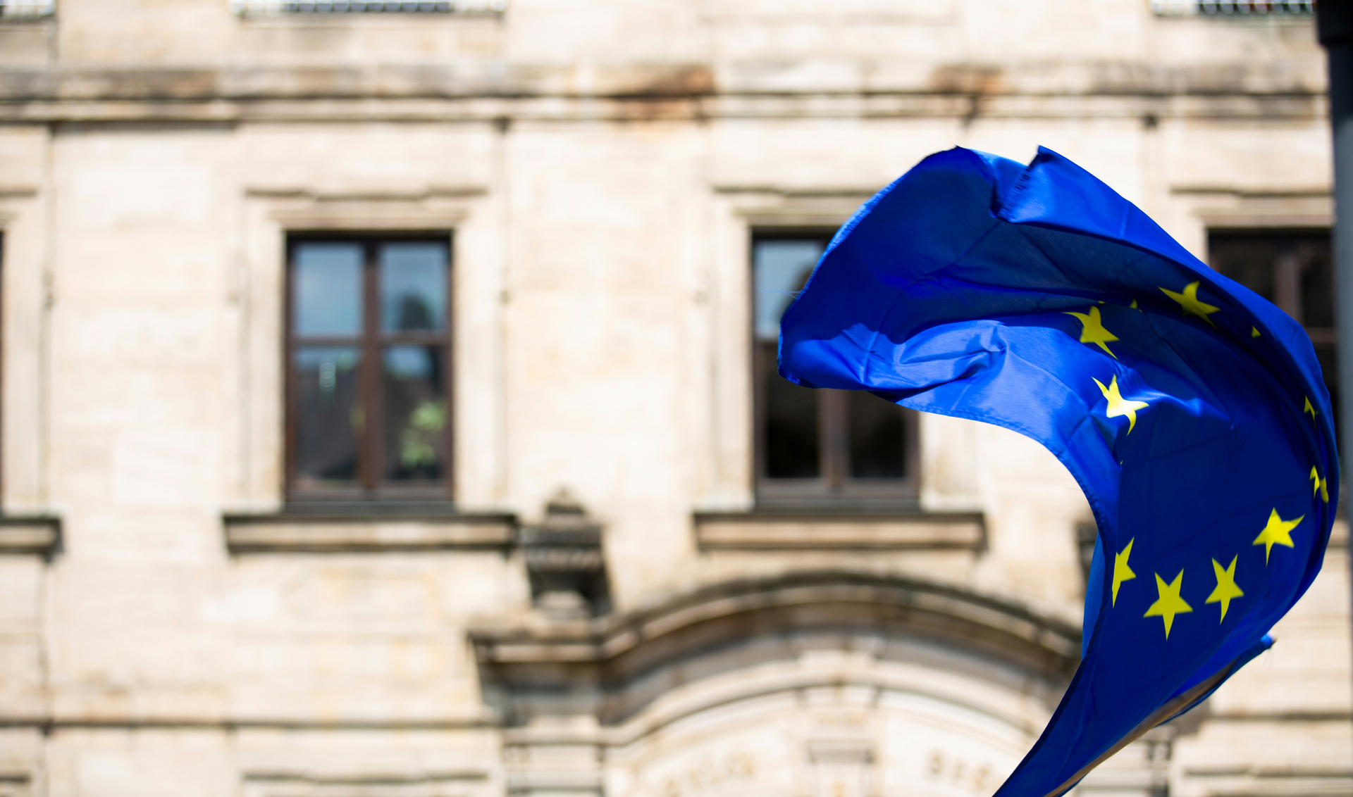 A flag of the European Union waving