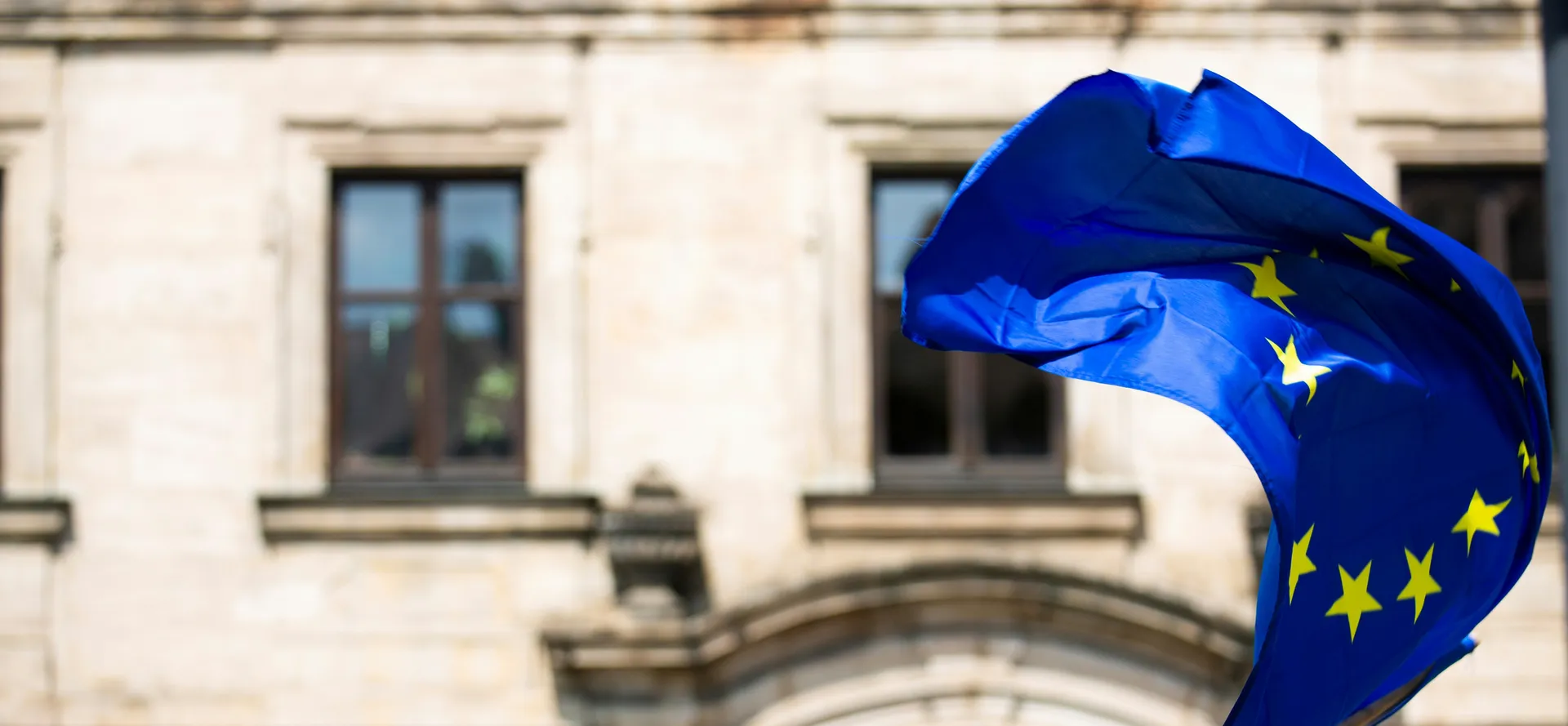 A flag of the European Union waving