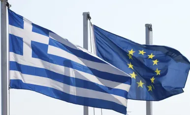 Greece EU flags