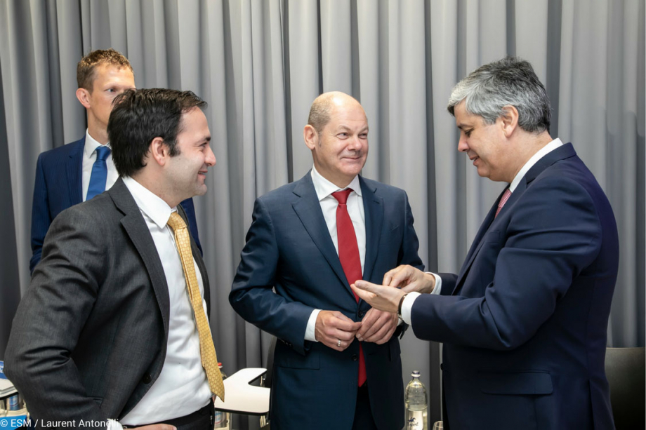 Mr Kalin ANEV JANSE, Secretary General ESM; Mr Olaf SCHOLZ, German Federal Minister for Finance; Mr Mario CENTENO, Chairperson ESM Board of Governors