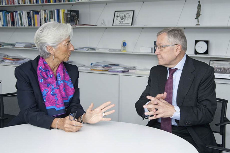 Christine Lagarde, IMF Managing Director, and Klaus Regling, ESM Managing Director (2015)