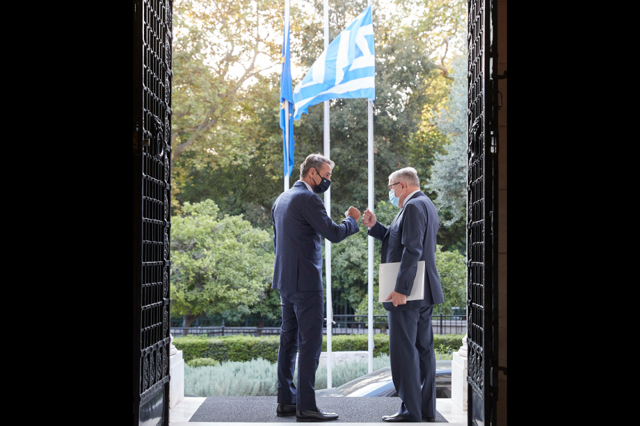 Kyriakos Mitsotakis and Klaus Regling