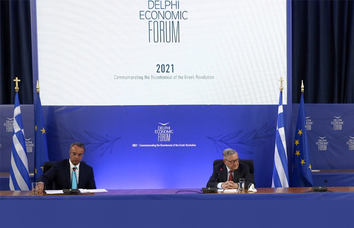 Christos Staikouras, Klaus Regling and Antonis Papayannides at Delphi Economic Forum-724-466