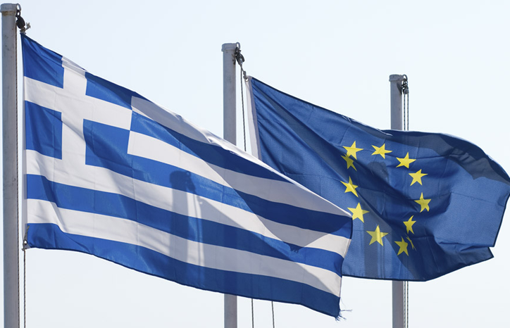 Greece EU flags